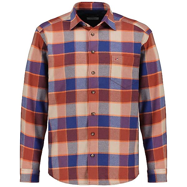 Jupiter Kariertes Freizeithemd aus Baumwoll-Flanell Farbe blau/orange Größe günstig online kaufen