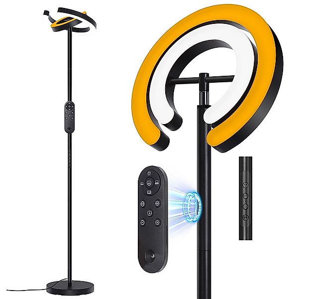 Rosnek Stehlampe Stehlampe LED Dimmbar, 312° Drehbarem Doppelring, 36W, 190 günstig online kaufen