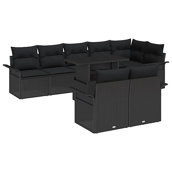 vidaXL Garten-Sofa-Set mit Kissen 9-Tlg Schwarz Poly Rattan 3357046 günstig online kaufen