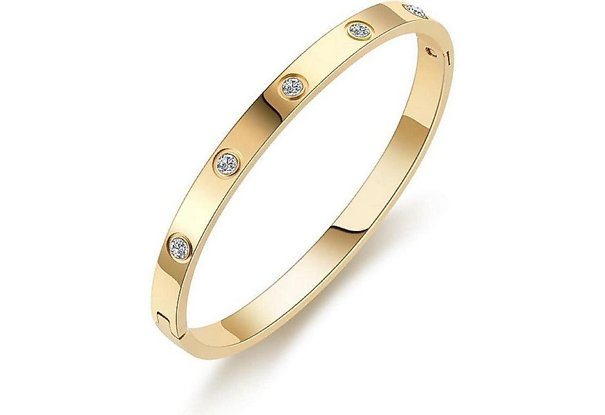 LuxusKollektion Schmuckset mit Gravur Damen Armreif Edelstahl Zirkonia 6mm günstig online kaufen