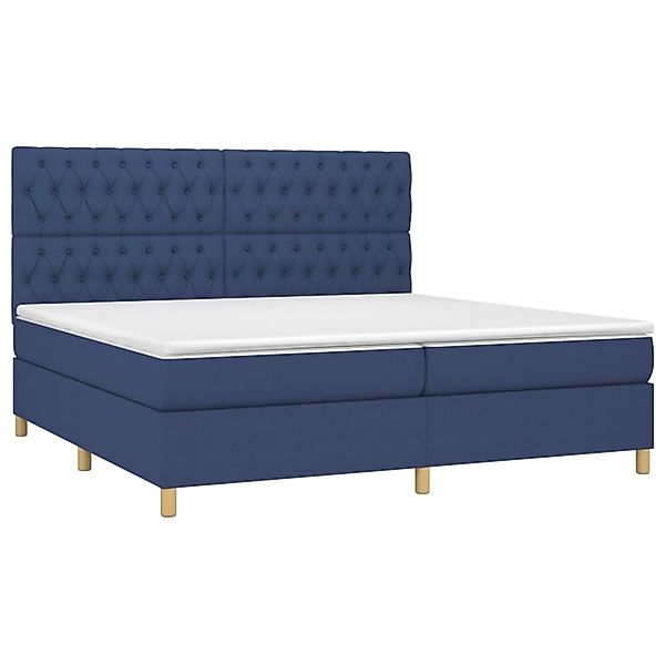vidaXL Boxspringbett mit Matratze & LED Blau 200x200 cm Stoff 3135707 günstig online kaufen