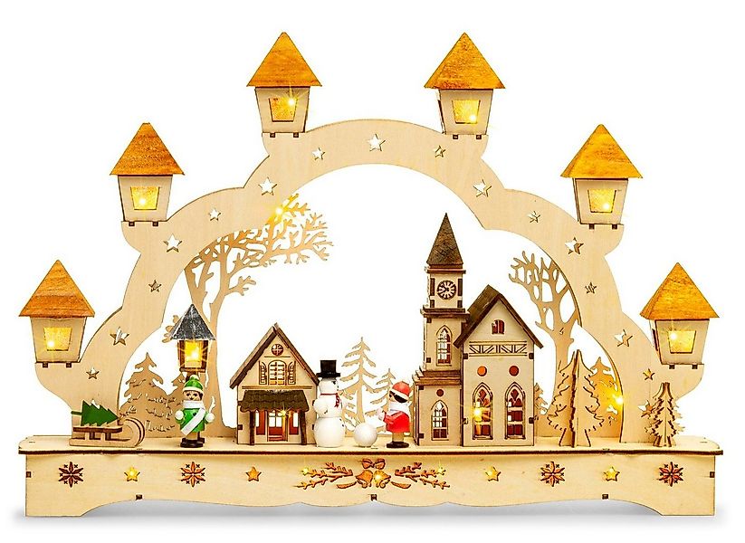 SIKORA Schwibbogen LB62 Weihnachtsdorf mit Laternen und LED Beleuchtung B:4 günstig online kaufen