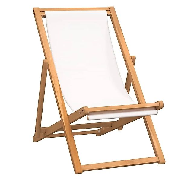 vidaXL Liegestuhl Teak 56x105x96 cm Creme 43802 günstig online kaufen
