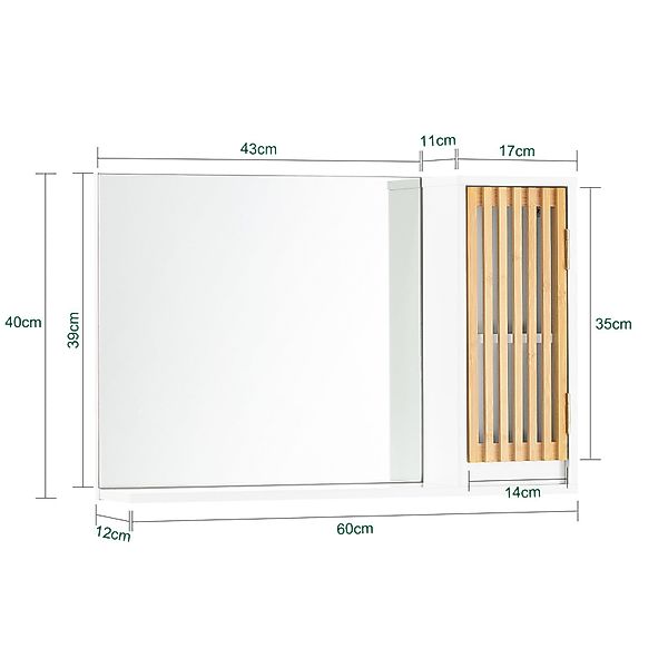 SoBuy Spiegelschrank mit Ablage aus Holz und Glas Weiß-Natur BZR128-W günstig online kaufen
