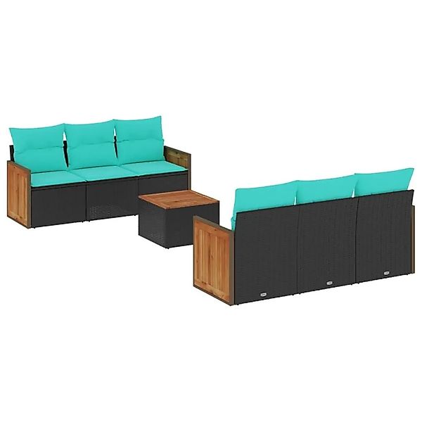 vidaXL 7-Tlg Gartensofa-Set mit Kissen Schwarz Polyrattan 3227471 günstig online kaufen