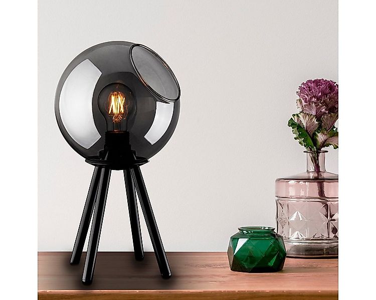 MeLiTec Tischleuchte Glas T178, LED wechselbar, Rauchglas günstig online kaufen