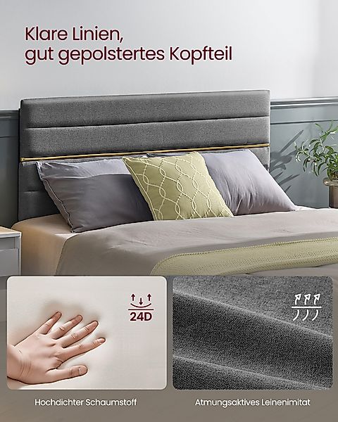 VASAGLE Polsterbett (140 x 200 cm, günstig online kaufen
