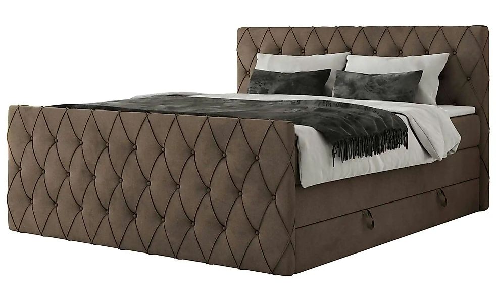 Boxspringbett mit Bettkasten Miren King Duo ¦ braun ¦ Maße (cm): B: 141 H: günstig online kaufen