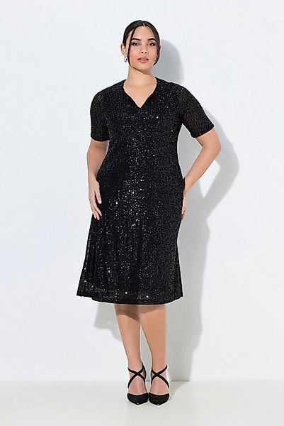 Ulla Popken Midikleid Paillettenkleid A-Linie Halbarm günstig online kaufen