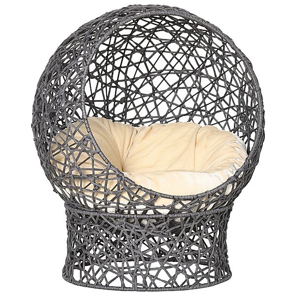 PawHut Tierhaus Rattan Katzenbett mit Kissen, günstig online kaufen