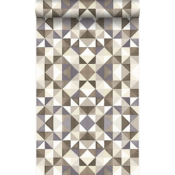 Origin Luxury Wallcoverings Tapete Kubistisches Muster Braun Und Beige 53 C günstig online kaufen