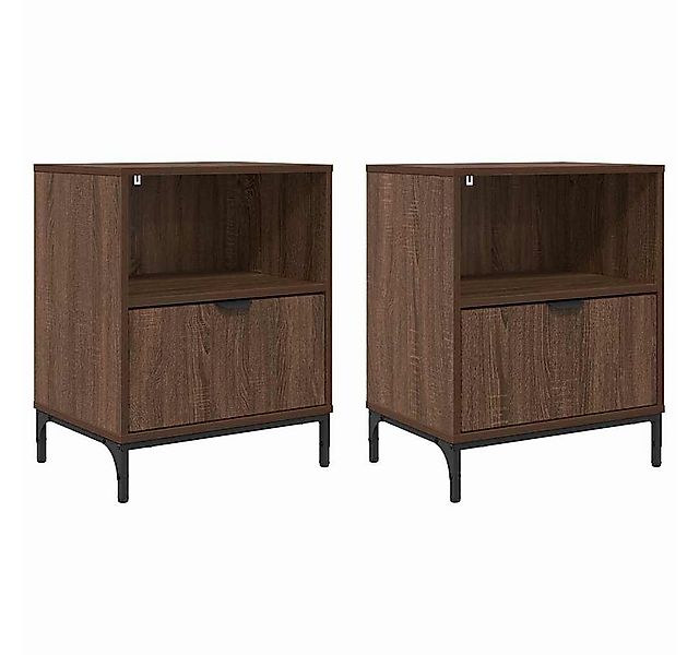 vidaXL Nachttisch Nachttisch 2 pcs Braun Eichen-Optik 49 x 36 x 61 cm (2-St günstig online kaufen