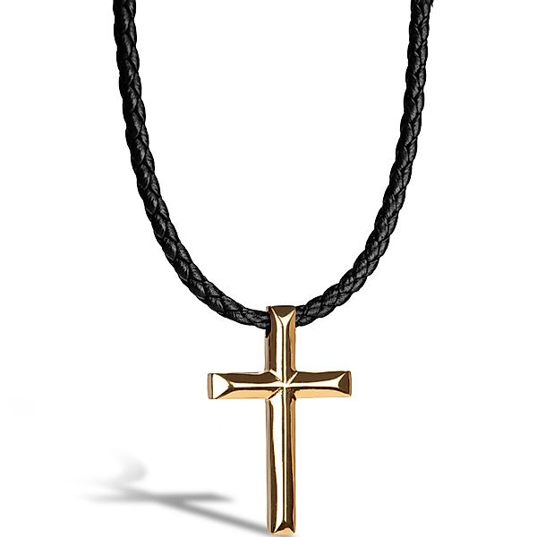 SERASAR Lederband Lederhalskette mit Edelstahlanhänger "Cross" günstig online kaufen