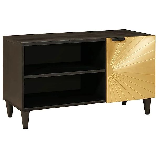 vidaXL TV-Schränk Schwarz und Gold 80 x 33 x 46 cm Holzwerkstoff 4017843 günstig online kaufen
