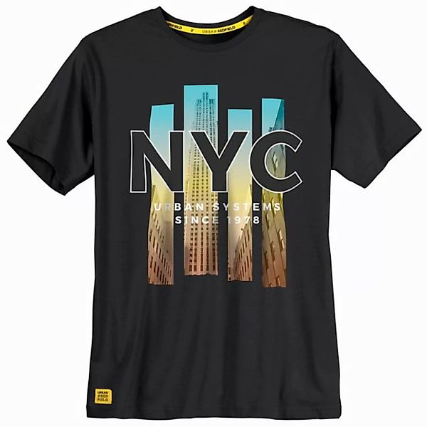 redfield Rundhalsshirt Redfield Übergrößen T-Shirt schwarz NYC Fotoprint günstig online kaufen