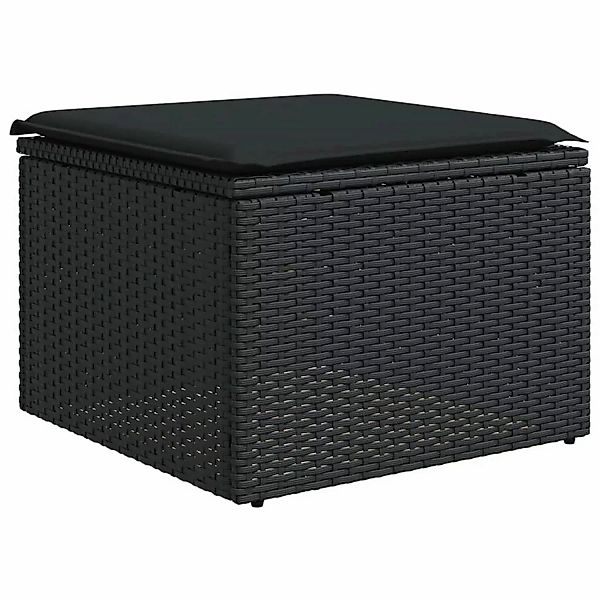 VidaXL Gartenhocker mit Kissen Schwarz 55x55x37 cm Poly Rattan 3 günstig online kaufen