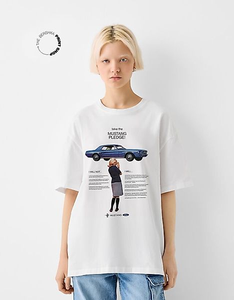 Bershka T-Shirt Ford Damen M Weiss günstig online kaufen