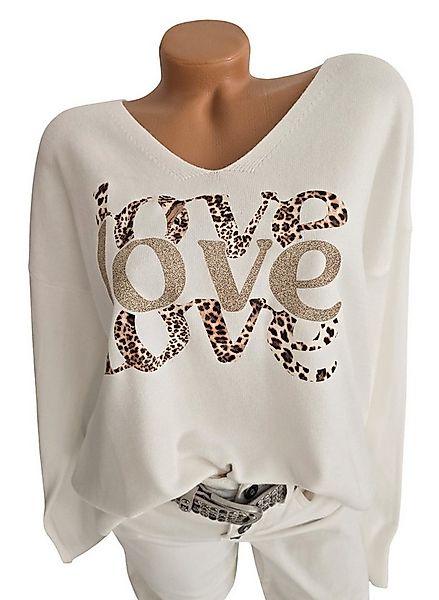 Rehoboth Moda V-Ausschnitt-Pullover mit Schriftzug „Love“ in Glitzer-Optik, günstig online kaufen