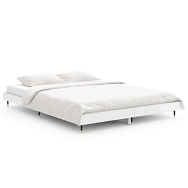 vidaXL Bettgestell Hochglanz-Weiß 135x190 cm Holzwerkstoff 832183 günstig online kaufen