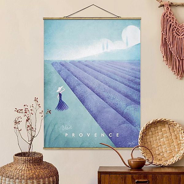 Stoffbild Blumen mit Posterleisten - Hochformat Reiseposter - Provence günstig online kaufen