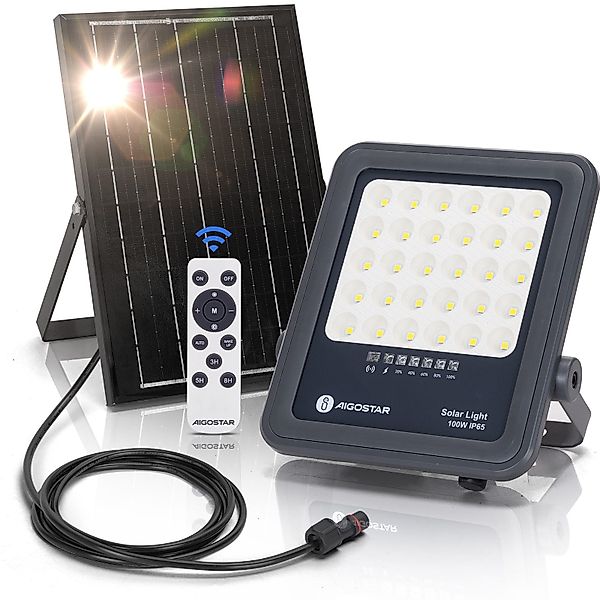 Aigostar Flutlichtstrahler Solarstrahler mit Fernbedienung,6500K,IP65 Außen günstig online kaufen