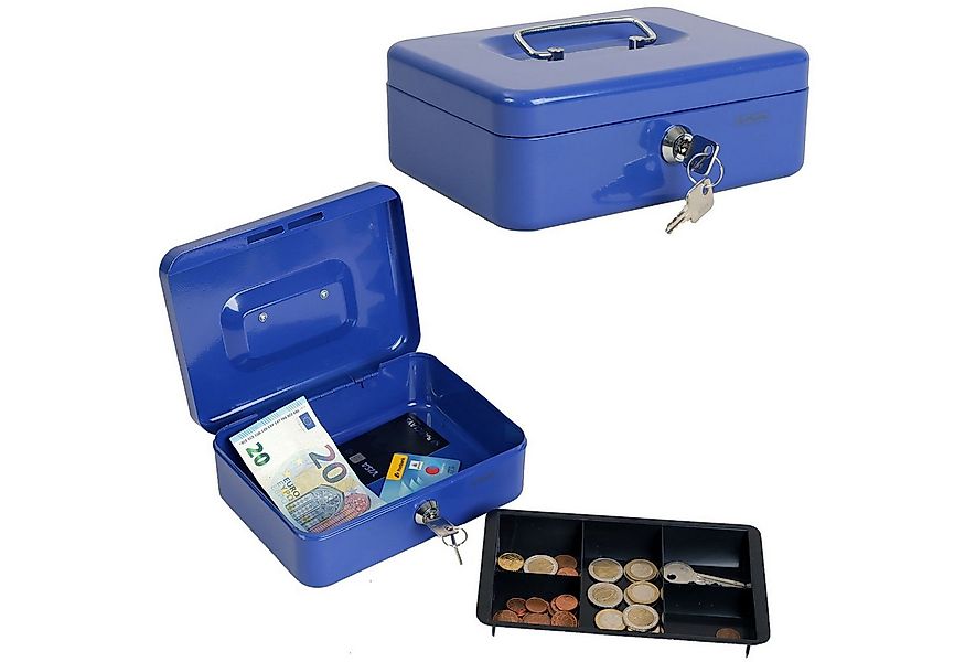 Herlitz Ablageelement Herlitz Geldkassette Mittel abschließbar Blau, 2x Sch günstig online kaufen