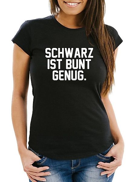MoonWorks Print-Shirt Damen T-Shirt Schwarz ist bunt genug lustiges Spruch günstig online kaufen