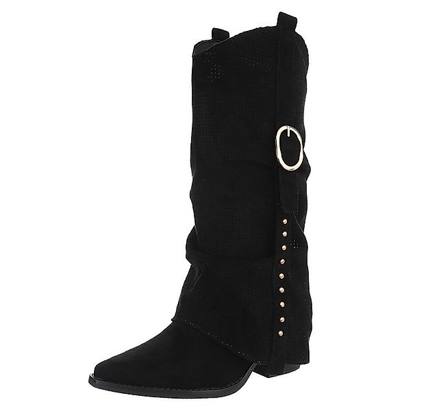 Ital-Design Moderne Stiefel mit perforiertem Design und goldenen Details We günstig online kaufen