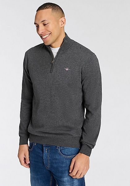 Gant Stehkragenpullover COTTON/WOLL HALF ZIP mit Rippstrick-Details, normal günstig online kaufen