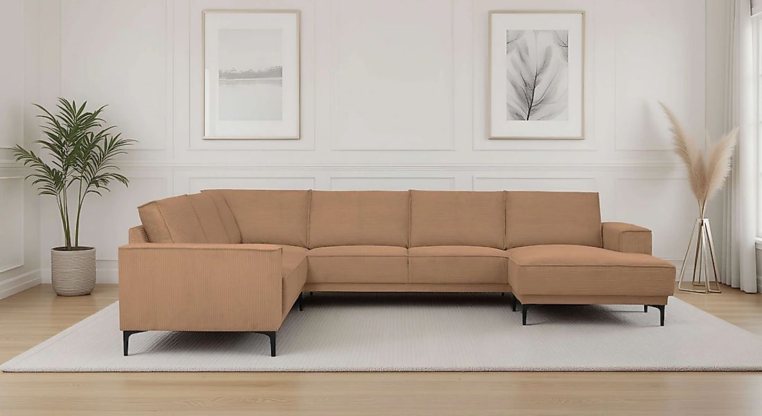 PLACES OF STYLE Wohnlandschaft "XXL Sofa Oland, Struktur, Flachgewebe, Luxu günstig online kaufen