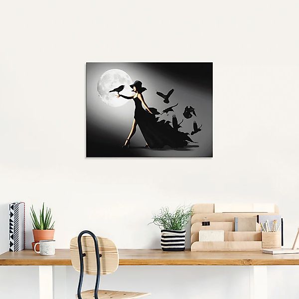 Artland Glasbild »Die Frau mit den Raben«, Animal Fantasy, (1 St.), in vers günstig online kaufen