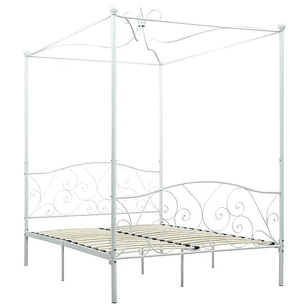 Himmelbett-gestell Weiß Metall 120 X 200 Cm günstig online kaufen