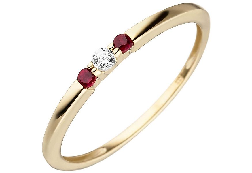Schmuck Krone Goldring Ring aus 333 Gelbgold mit Rubin & Zirkonia, Gold 333 günstig online kaufen