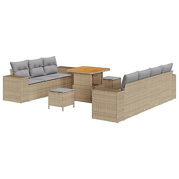 vidaXL Gartensofa-set mit Kissen 10-Tlg Beige und Hellgrau Poly-Rattan 3363 günstig online kaufen