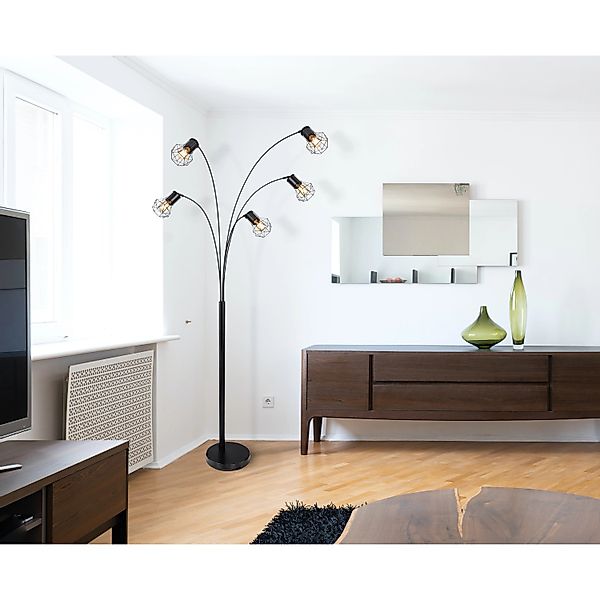 Globo Stehlampe Priska 5-flammig Schwarz matt 740 x 800 x 2040 mm günstig online kaufen