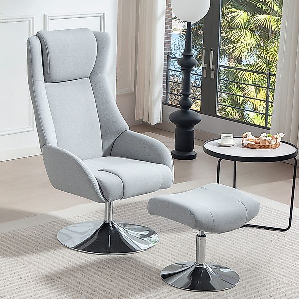 HOMCOM Relaxsessel Ohrensessel mit Hocker, zurücklehnbar günstig online kaufen