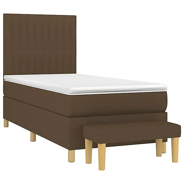 vidaXL Boxspringbett mit Matratze Dunkelbraun 90x190 cm Stoff 3137280 günstig online kaufen