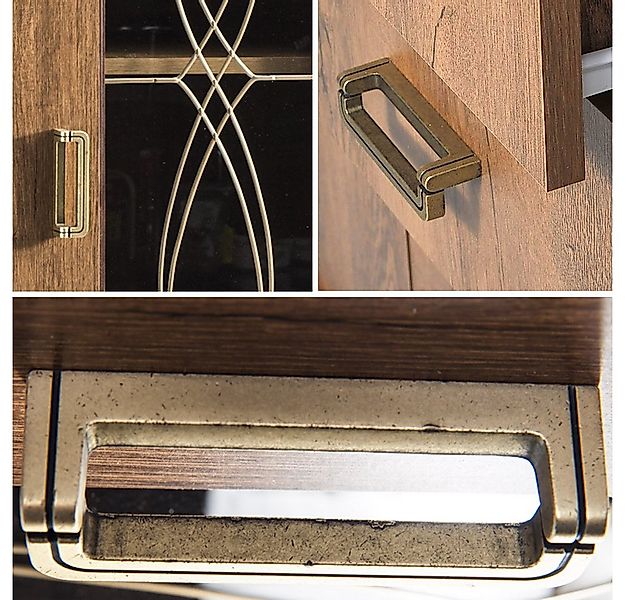 Lomadox Vitrine TEORA-161 in Lefkas Eiche Oak braun Metallgriffe Glastür 46 günstig online kaufen