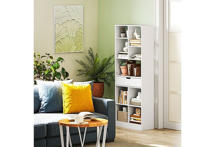 HOMCOM Bücherregal mit 9 Regalen, 1 Schublade, mit Anti-Kippsicherung, Stan günstig online kaufen