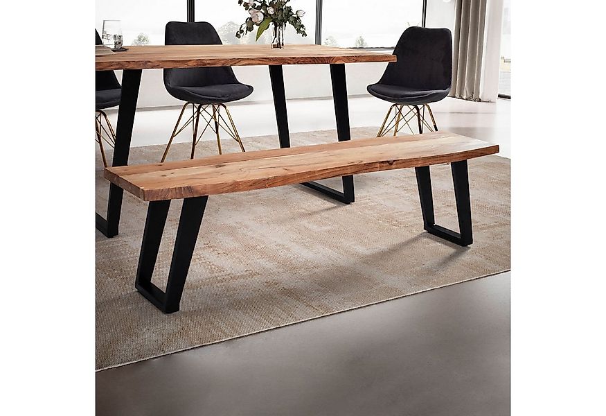 FINEBUY Essbank Esszimmerbank Sitzbank 180 cm Akazie Massivholz Baumkante G günstig online kaufen