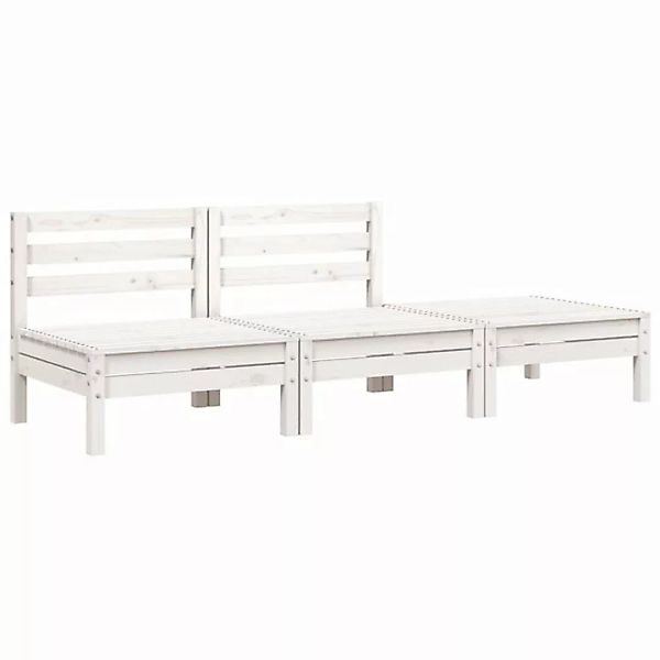vidaXL Loungesofa Gartensofa 3-Sitzer Weiß Massivholz Kiefer, 1 Teile günstig online kaufen