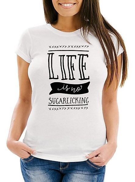 MoonWorks Print-Shirt Damen T-Shirt Life is no sugarlicking Denglisch Sprüc günstig online kaufen