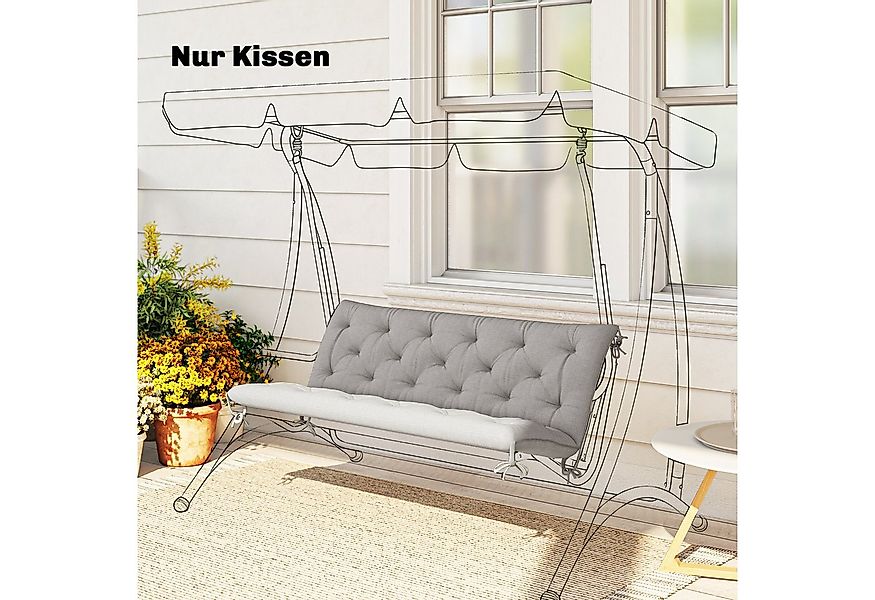 Outsunny Bankauflage 150 x 98 x 8 cm, mit Bändern, (3 Sitzer Bankkissen, 1 günstig online kaufen