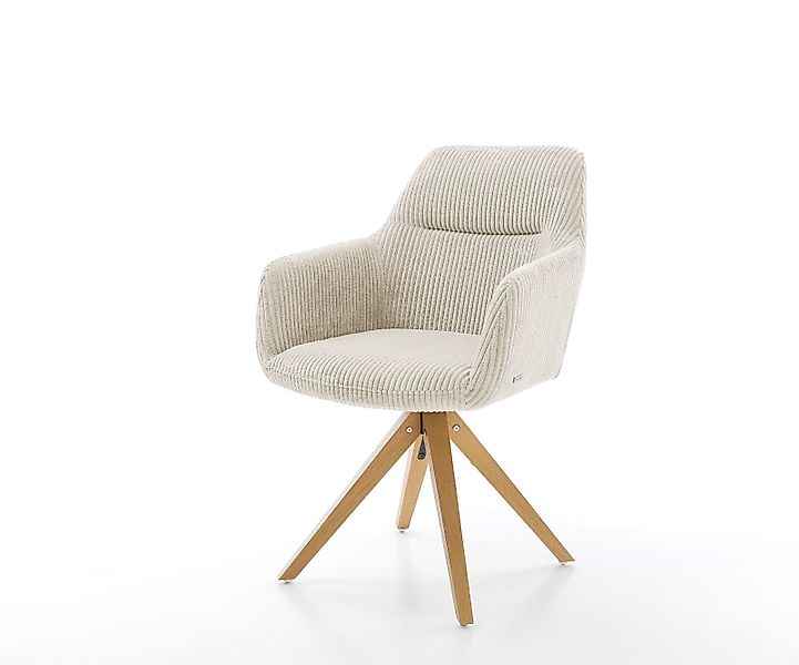 DELIFE Polsterstuhl Pejo-Flex, Holzgestell kantig Natur Cord Beige Taschenf günstig online kaufen