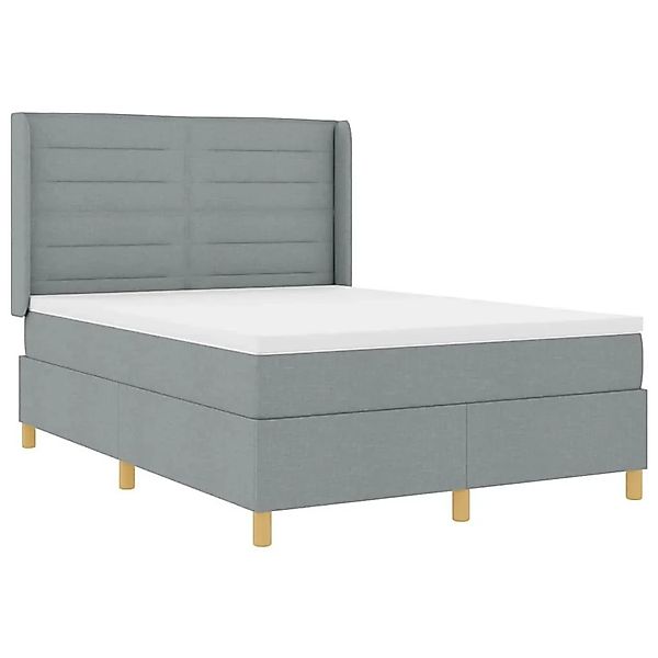 vidaXL Boxspringbett mit Matratze Hellgrau 140 x 190 cm Stoff 3343623 günstig online kaufen