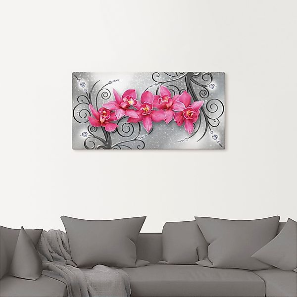 Artland Wandbild "rosa Orchideen auf Ornamenten", Blumenbilder, (1 St.), al günstig online kaufen