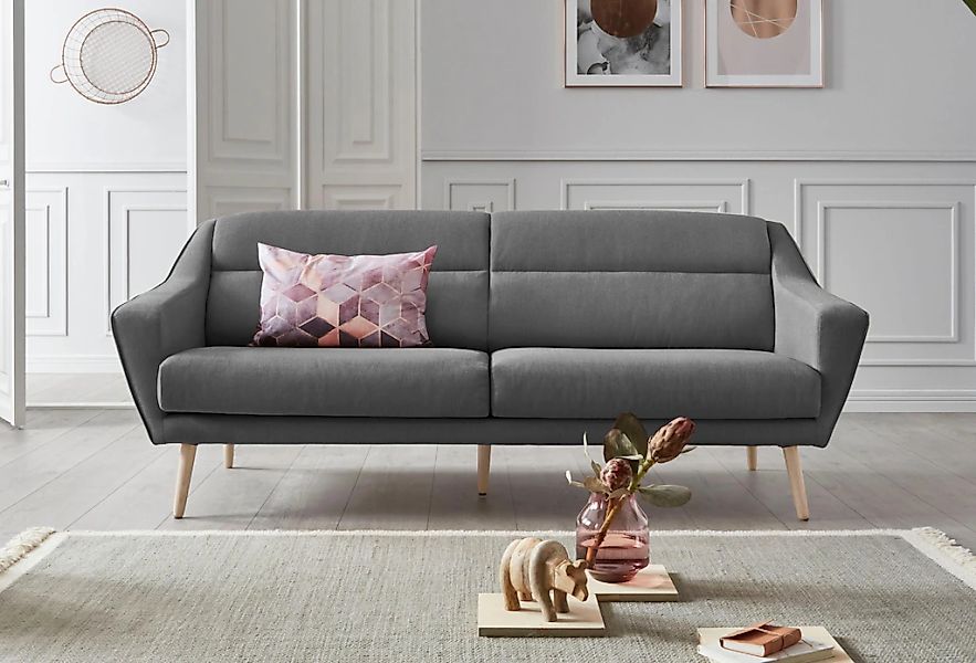 OTTO home 3-Sitzer "Bille" mit Naht im Rückenkissen und Eiche-Beinen, Desig günstig online kaufen