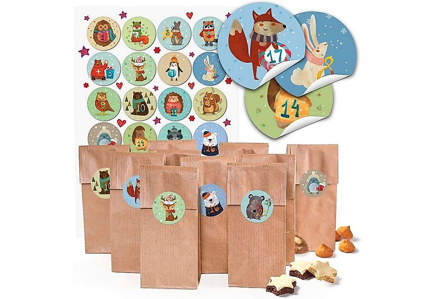 Logbuch-Verlag Dekofigur Set: 24 Adventskalendertüten Braun als Plätzchentü günstig online kaufen
