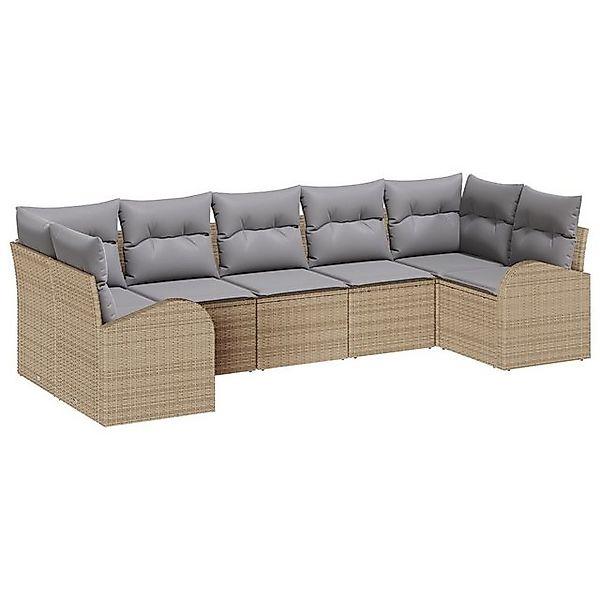 vidaXL Loungesofa Garten Sofa Set Set aus 7 Grau Rattan Garten Sofa Set Mod günstig online kaufen