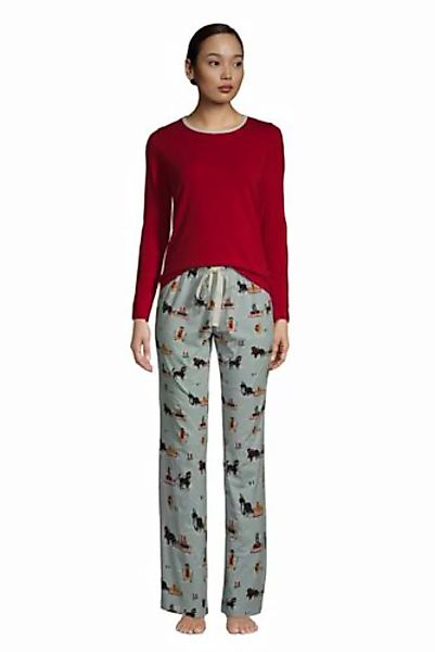 Gemustertes Jersey Pyjama-Set in Petite-Größe, Damen, Größe: S Petite, Grün günstig online kaufen